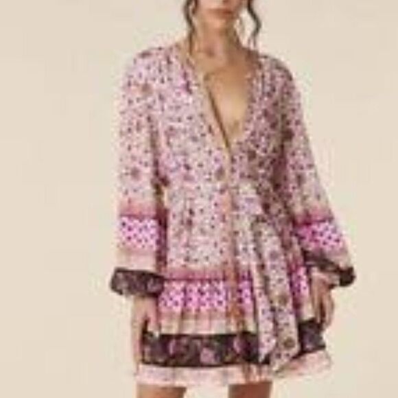 Spell & the Gypsy Collective 🥀 Lady Untamed Lavender floral Tunic Mini Dress M - Picture 5 of 10